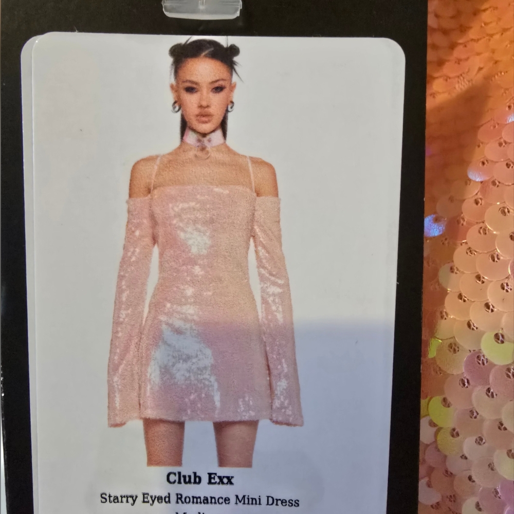 DOLLS KILL - Club Exx Sparkly Peach Sequin Dress